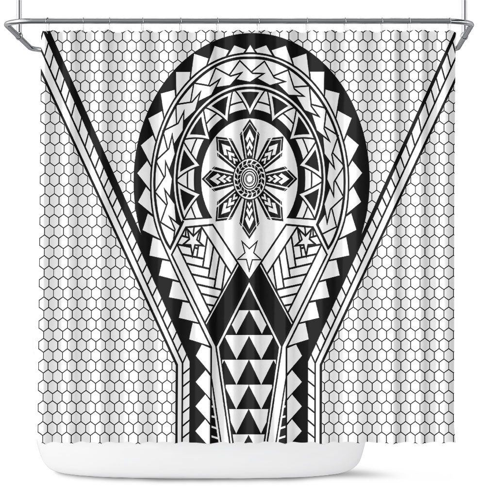 Philippines Batok Tribal Inspired Tattoo White Shower Curtain LT05 White - Polynesian Pride