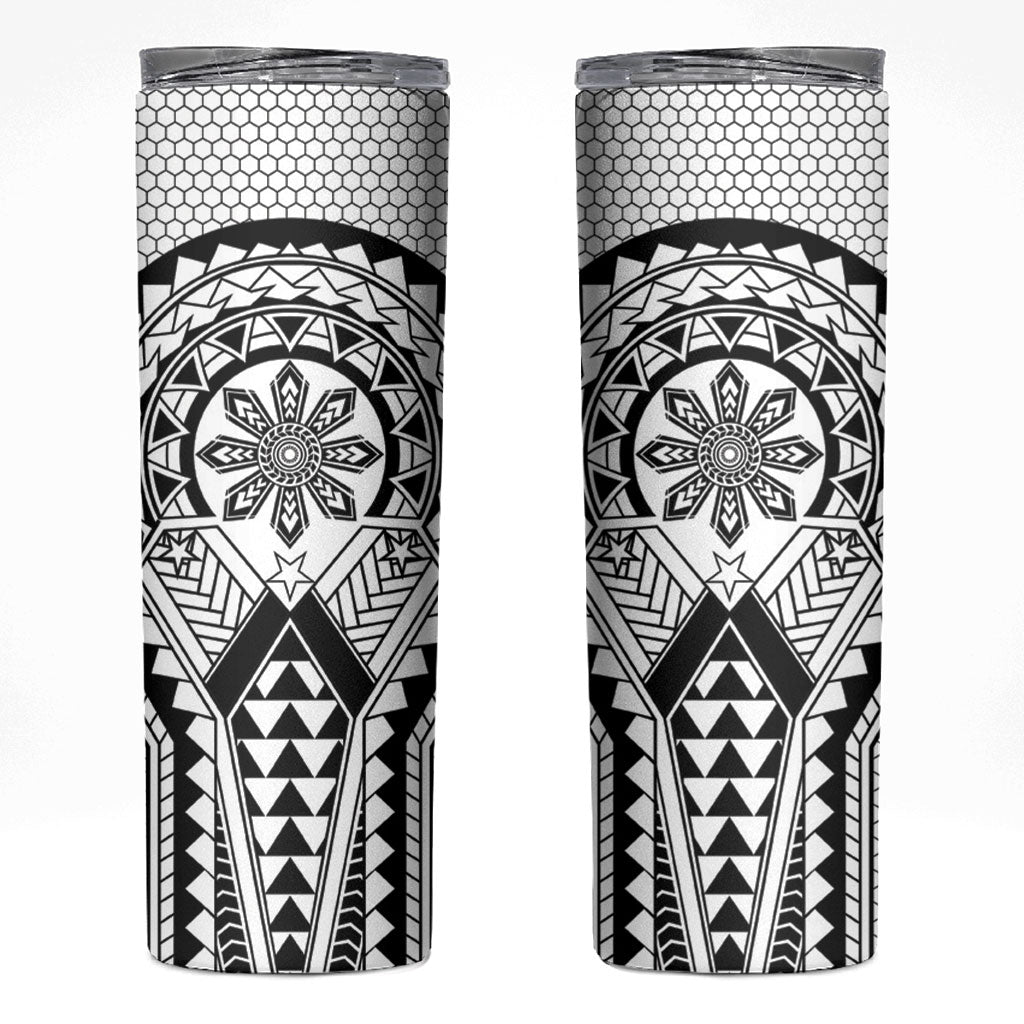Philippines Batok Tribal Inspired Tattoo White Skinny Tumbler LT05 White - Polynesian Pride