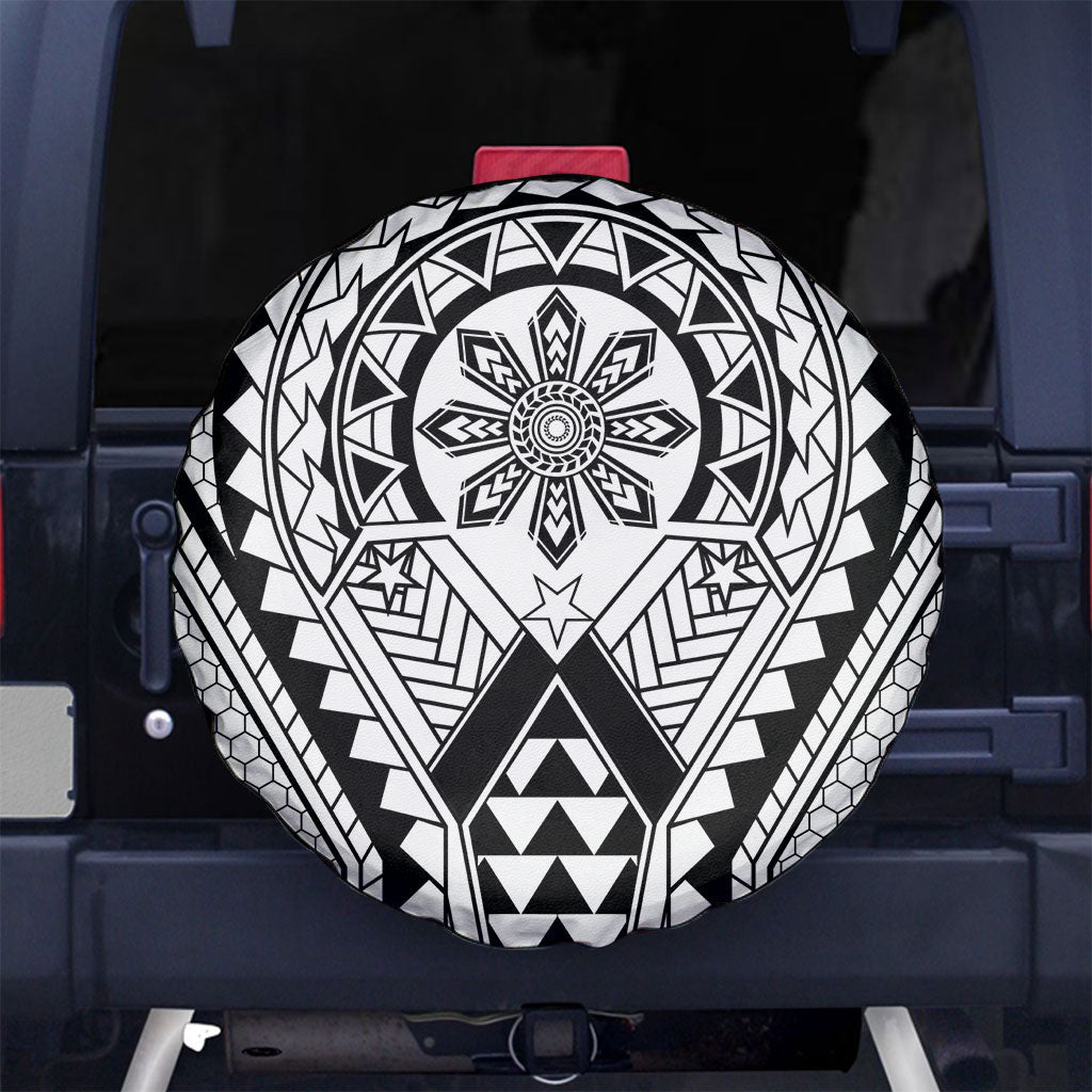 Philippines Batok Tribal Inspired Tattoo White Spare Tire Cover LT05 No hole White - Polynesian Pride