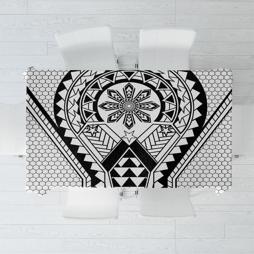 Philippines Batok Tribal Inspired Tattoo White Tablecloth LT05 White - Polynesian Pride