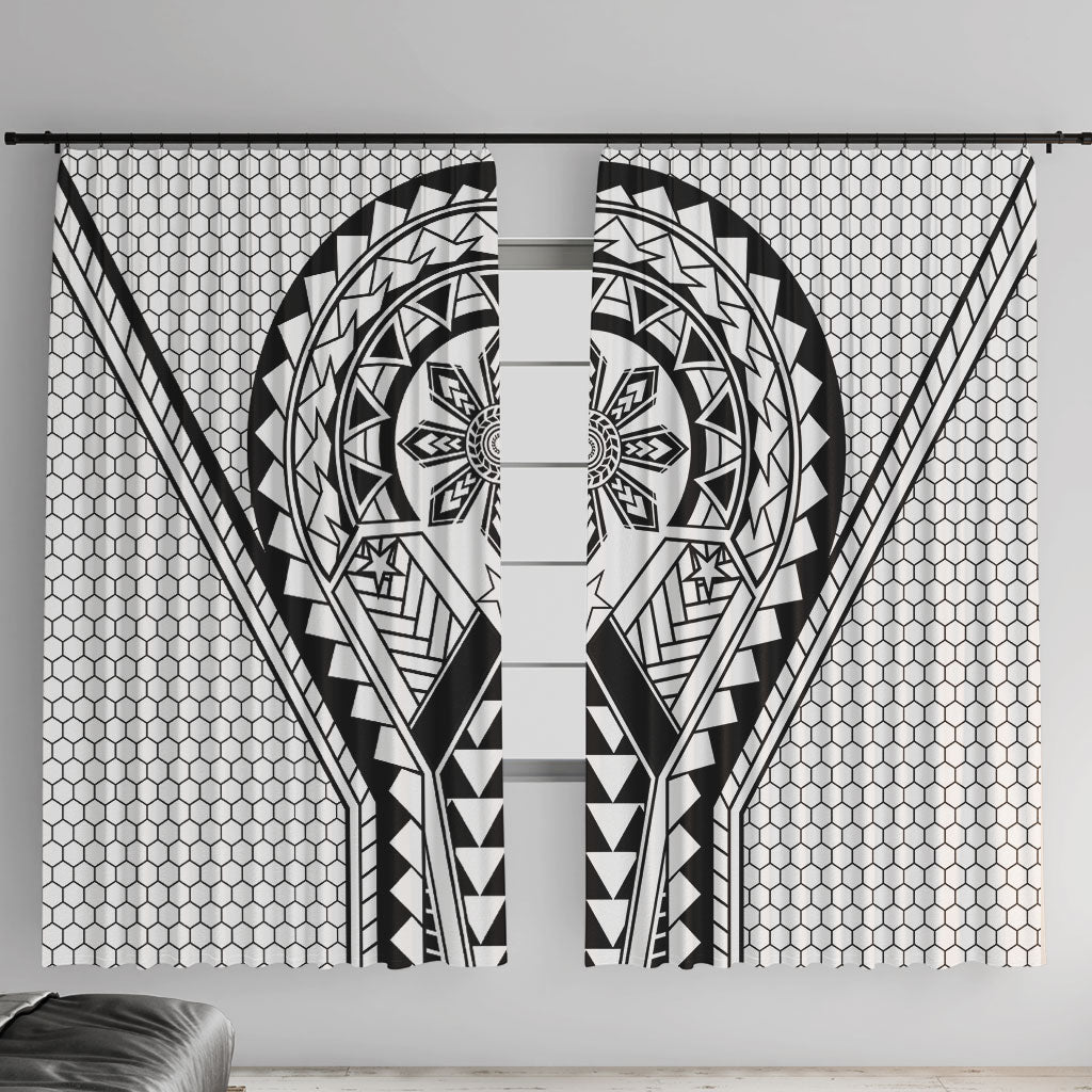 Philippines Batok Tribal Inspired Tattoo White Window Curtain LT05 With Hooks White - Polynesian Pride