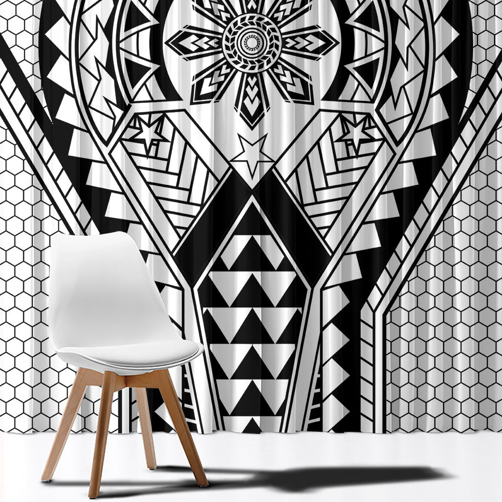 Philippines Batok Tribal Inspired Tattoo White Window Curtain LT05 - Polynesian Pride