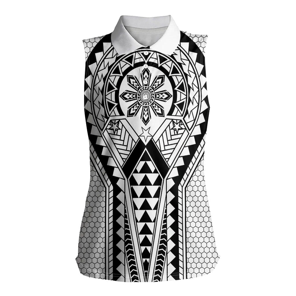 Philippines Batok Tribal Inspired Tattoo White Women Sleeveless Polo Shirt LT05 Female White - Polynesian Pride