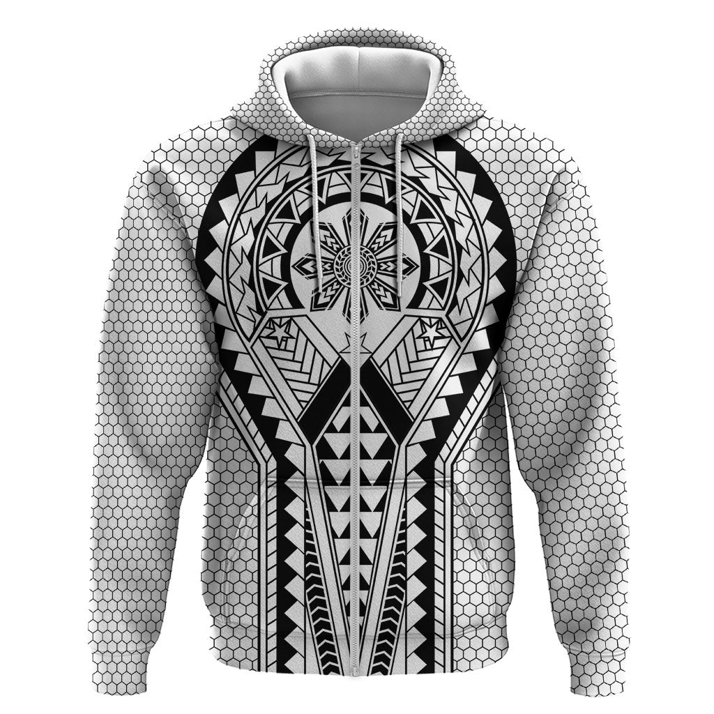 Philippines Batok Tribal Inspired Tattoo White Zip Hoodie LT05 Zip Hoodie White - Polynesian Pride