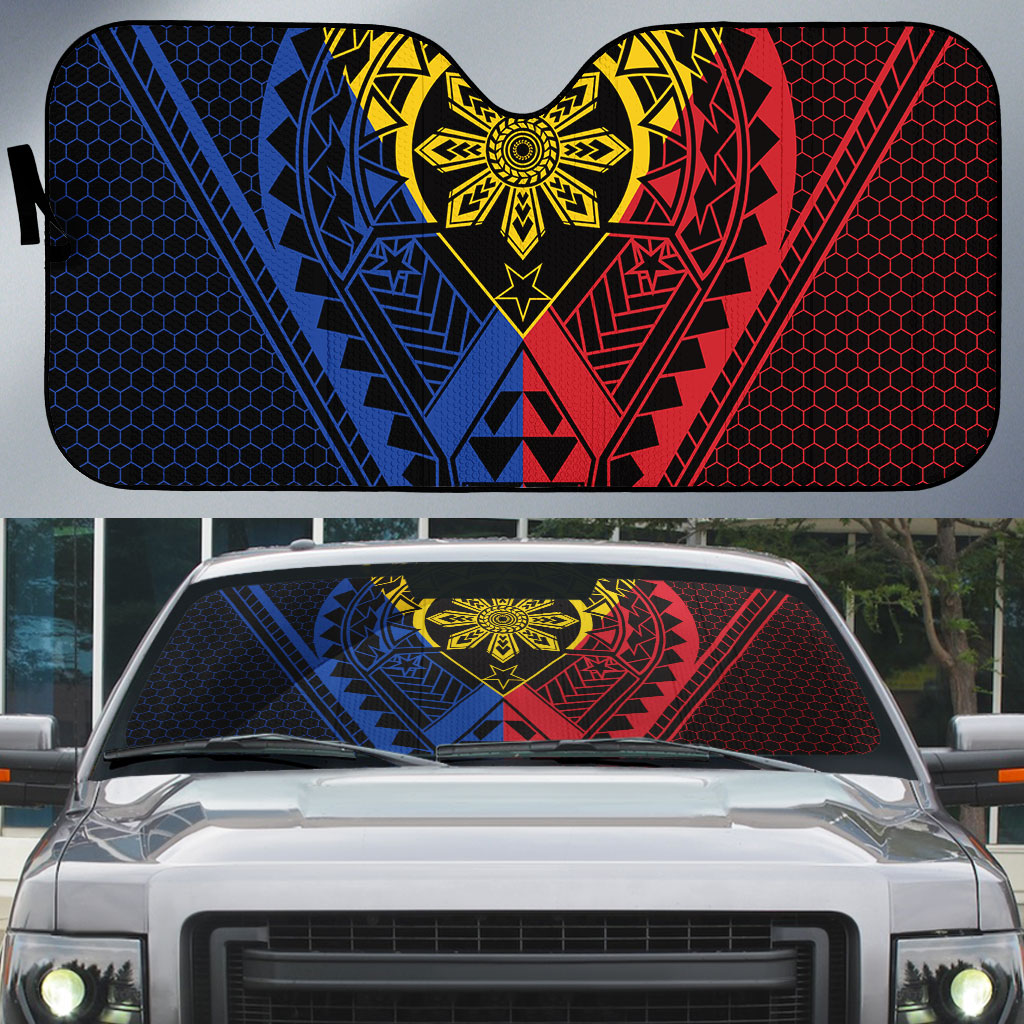 Philippines Batok Tribal Inspired Tattoo Auto Sun Shade LT05 Multicolor - Polynesian Pride