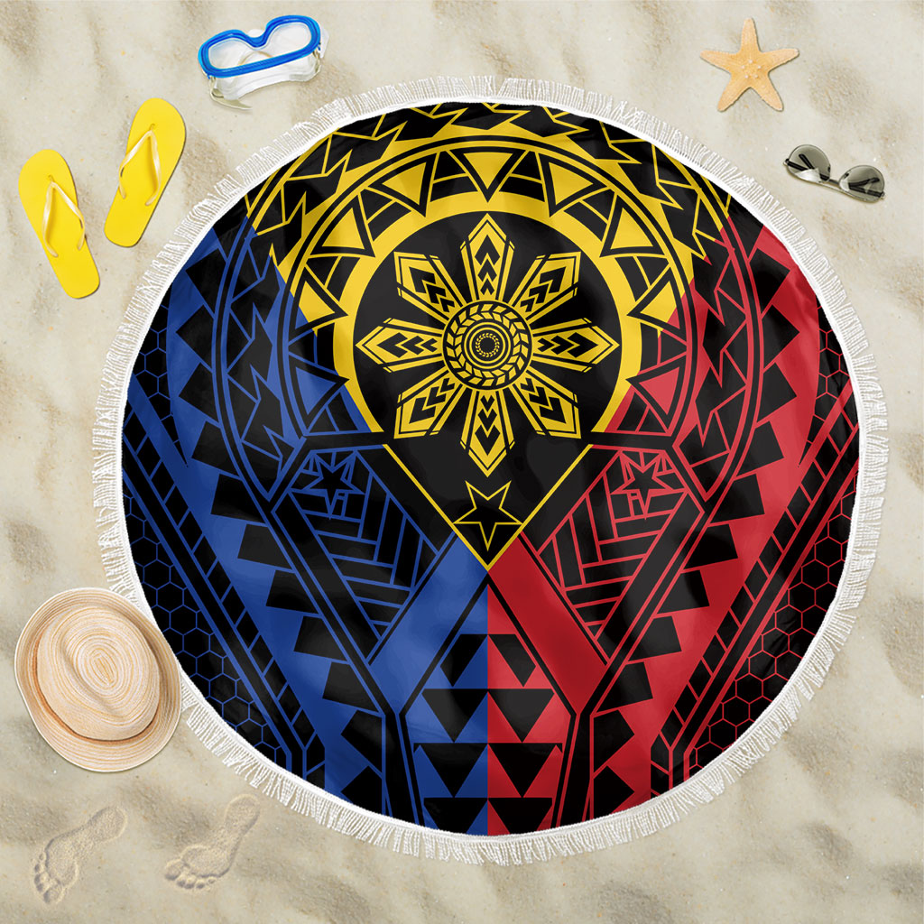 Philippines Batok Tribal Inspired Tattoo Beach Blanket LT05 One Size 150cm Multicolor - Polynesian Pride