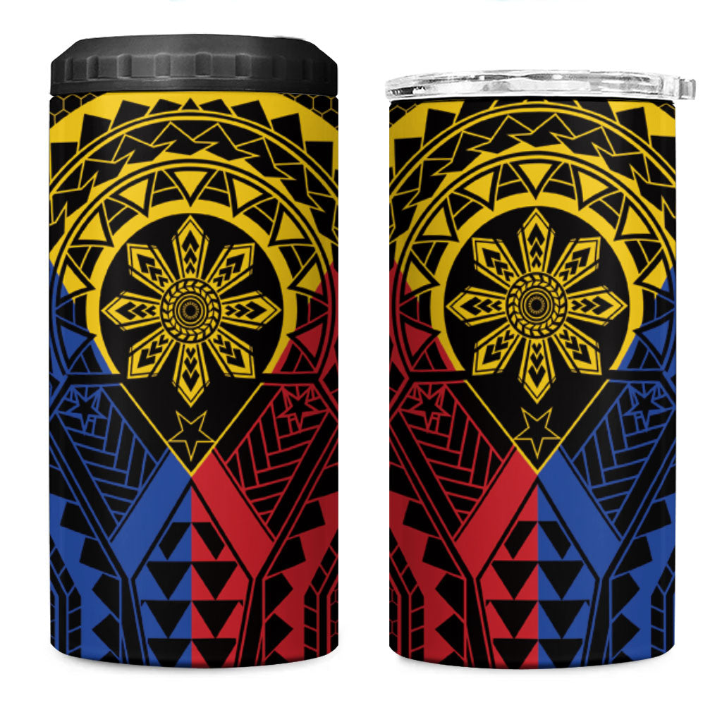Philippines Batok Tribal Inspired Tattoo 4 in 1 Can Cooler Tumbler LT05 One Size: 16 oz Multicolor - Polynesian Pride