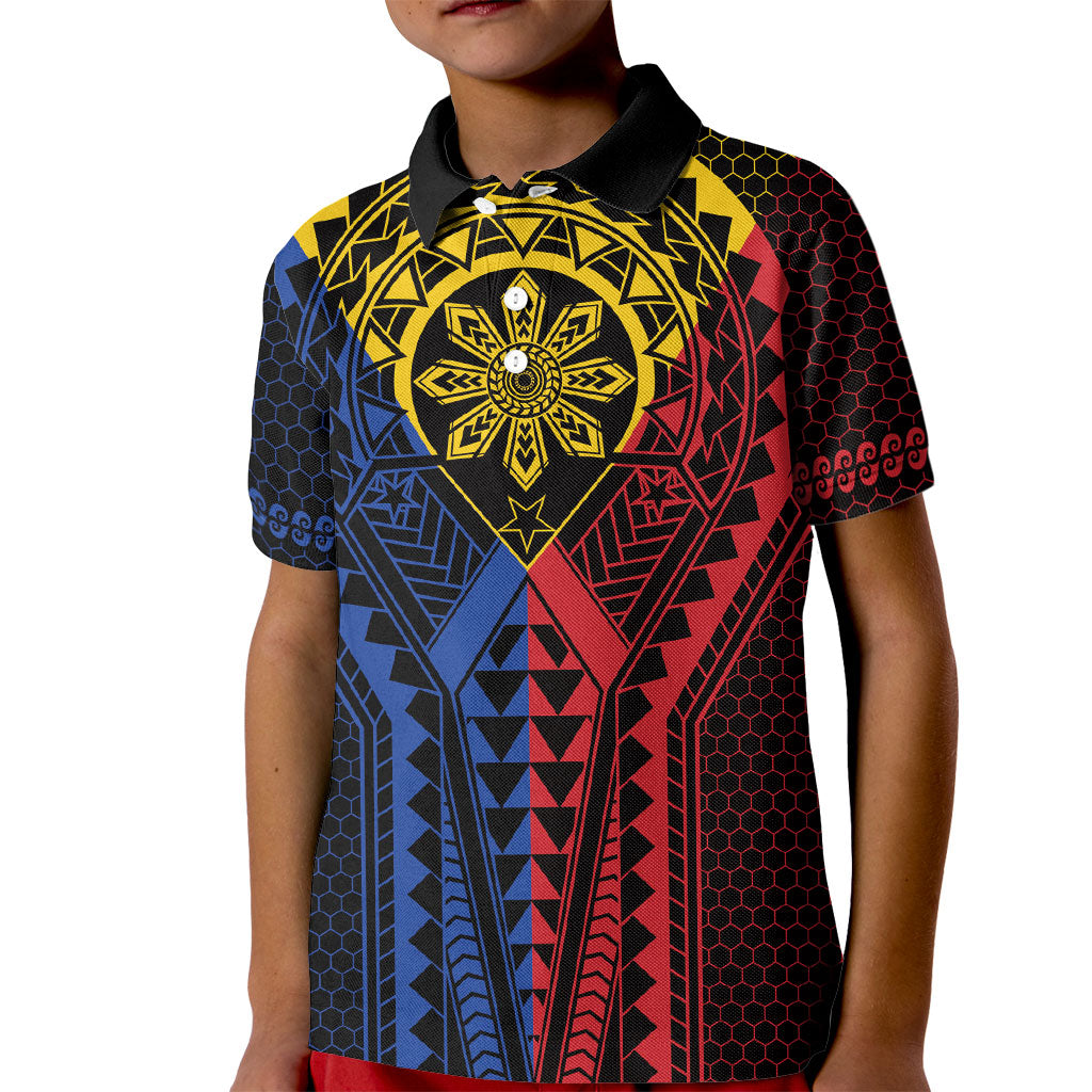Philippines Batok Tribal Inspired Tattoo Kid Polo Shirt LT05 Kid Multicolor - Polynesian Pride