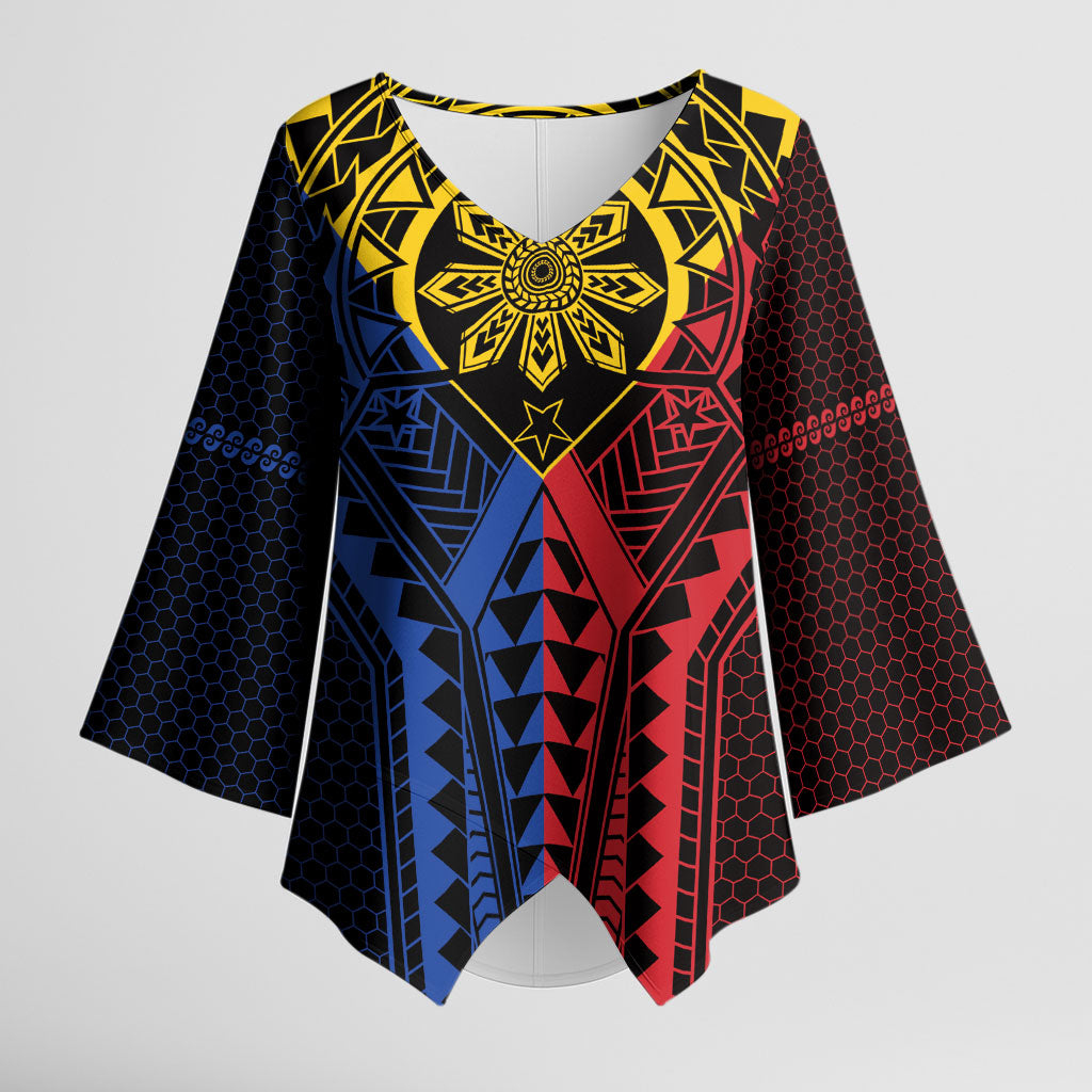 Philippines Batok Tribal Inspired Tattoo Kimono Sleeve Blouse LT05 Female Multicolor - Polynesian Pride