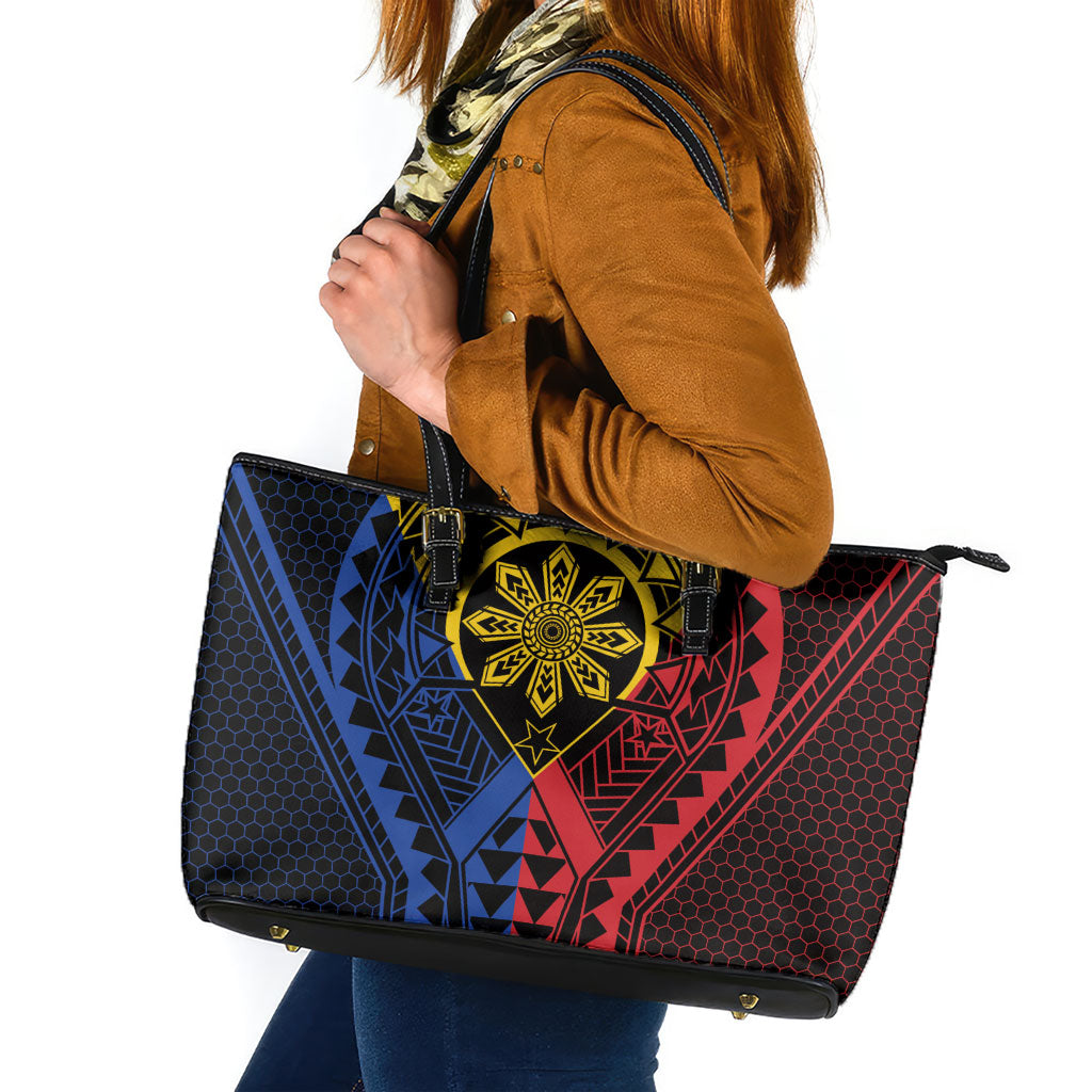 Philippines Batok Tribal Inspired Tattoo Leather Tote Bag LT05 Multicolor - Polynesian Pride