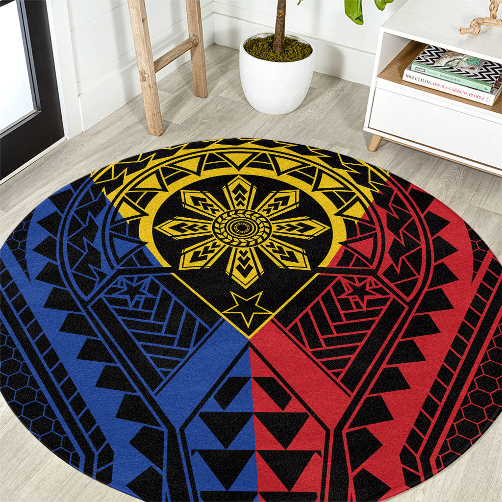 Philippines Batok Tribal Inspired Tattoo Round Carpet LT05 Multicolor - Polynesian Pride