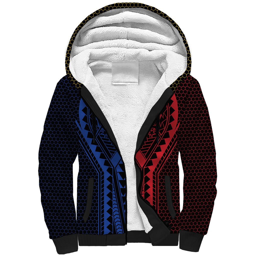 Philippines Batok Tribal Inspired Tattoo Sherpa Hoodie LT05 Unisex Multicolor - Polynesian Pride