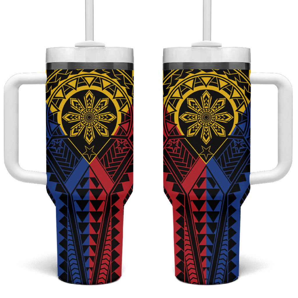 Philippines Batok Tribal Inspired Tattoo Tumbler With Handle LT05 One Size: 40 oz Multicolor - Polynesian Pride