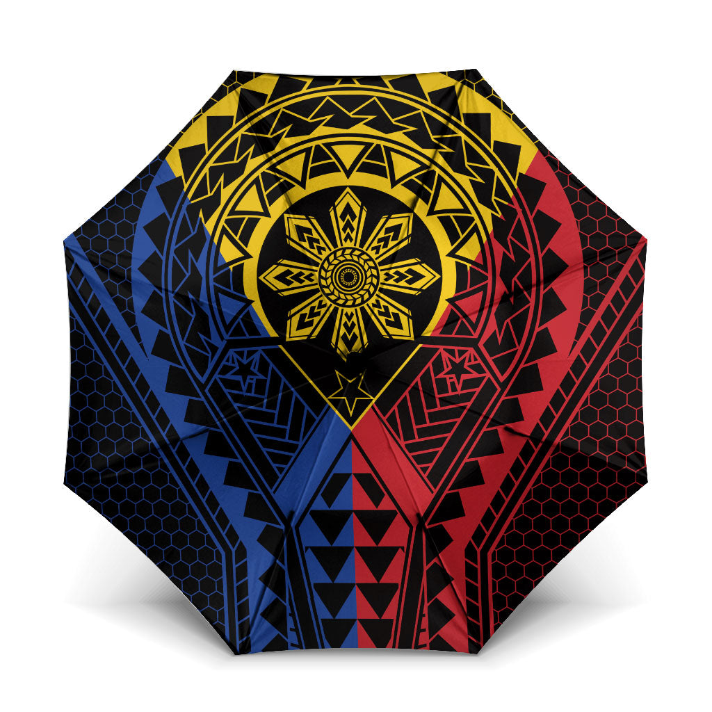 Philippines Batok Tribal Inspired Tattoo Umbrella LT05 One Size Folded 11.42 inch Opened Diameter 37.4 inch Multicolor - Polynesian Pride