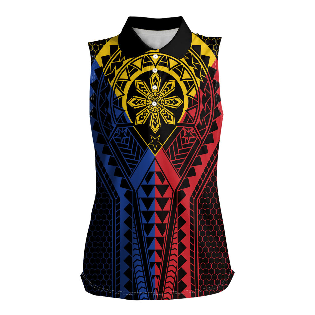 Philippines Batok Tribal Inspired Tattoo Women Sleeveless Polo Shirt LT05 Female Multicolor - Polynesian Pride