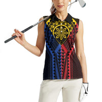 Philippines Batok Tribal Inspired Tattoo Women Sleeveless Polo Shirt LT05 - Polynesian Pride