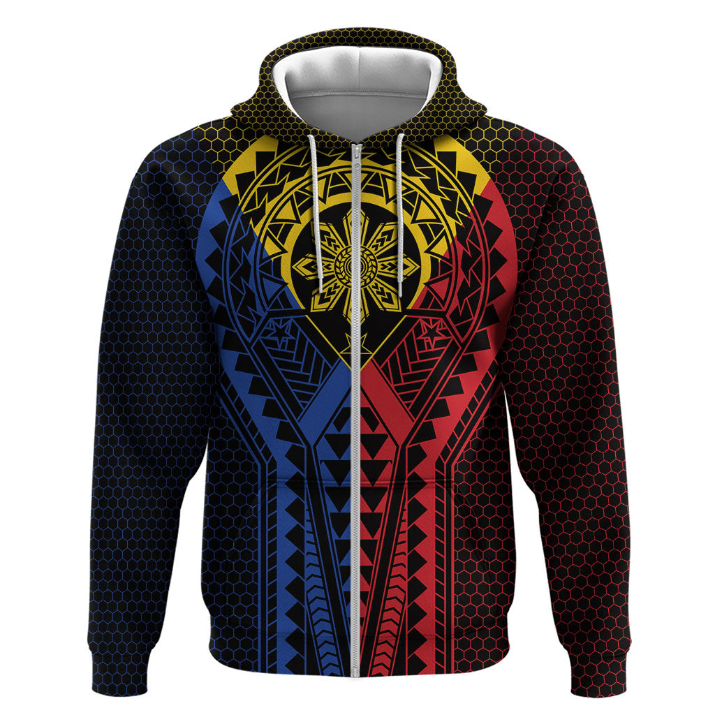 Philippines Batok Tribal Inspired Tattoo Zip Hoodie LT05 Zip Hoodie Multicolor - Polynesian Pride