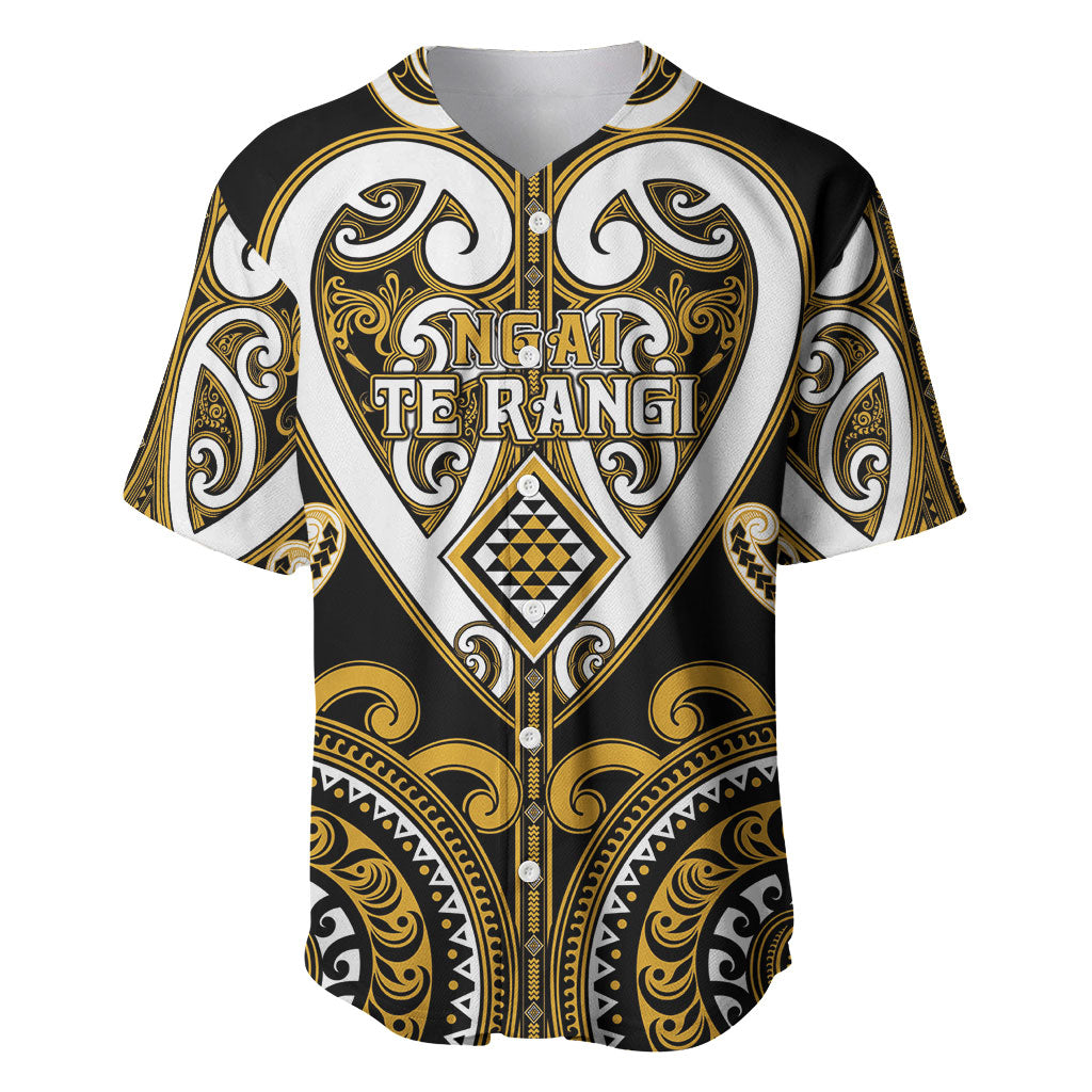 Custom Aotearoa Ngai Te Rangi Baseball Jersey Maori Tribal Pattern LT05 Gold - Polynesian Pride