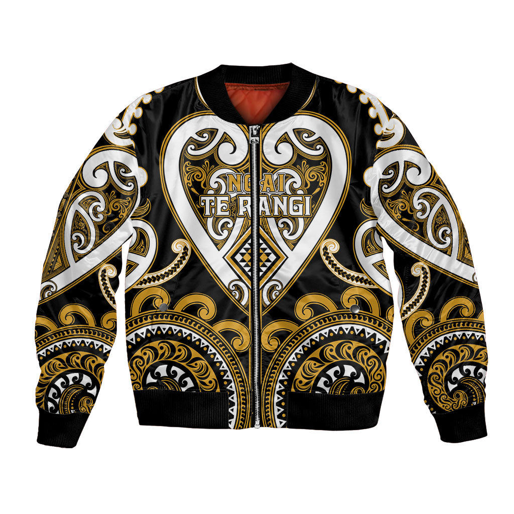 Custom Aotearoa Ngai Te Rangi Bomber Jacket Maori Tribal Pattern LT05 Unisex Gold - Polynesian Pride