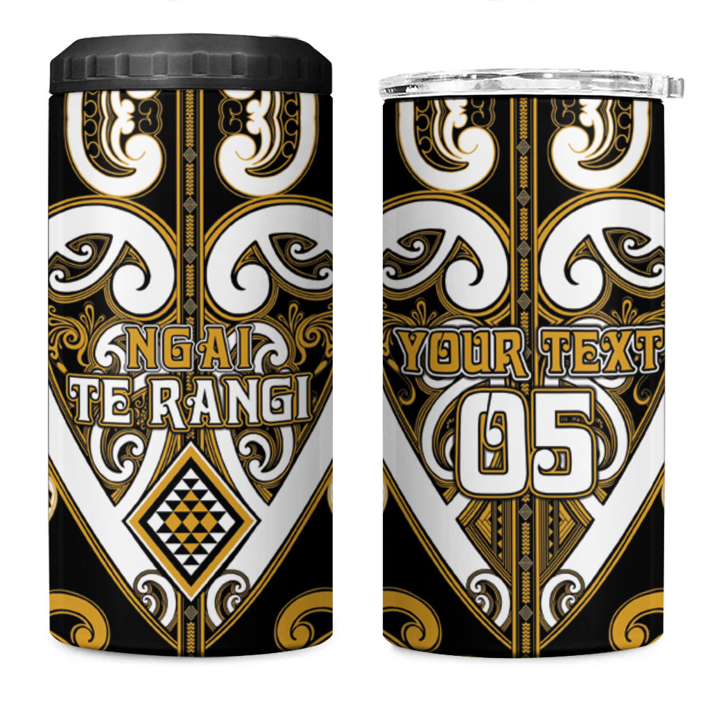 Custom Aotearoa Ngai Te Rangi 4 in 1 Can Cooler Tumbler Maori Tribal Pattern LT05 One Size: 16 oz Gold - Polynesian Pride