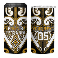 Custom Aotearoa Ngai Te Rangi 4 in 1 Can Cooler Tumbler Maori Tribal Pattern LT05 One Size: 16 oz Gold - Polynesian Pride