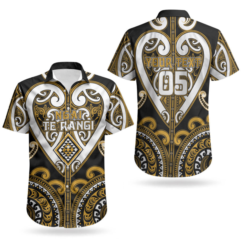 Custom Aotearoa Ngai Te Rangi Couples Matching Off The Shoulder Long Sleeve Dress and Hawaiian Shirt Maori Tribal Pattern LT05 - Polynesian Pride