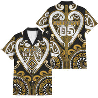 Custom Aotearoa Ngai Te Rangi Family Matching Long Sleeve Bodycon Dress and Hawaiian Shirt Maori Tribal Pattern LT05 Dad's Shirt - Short Sleeve Gold - Polynesian Pride