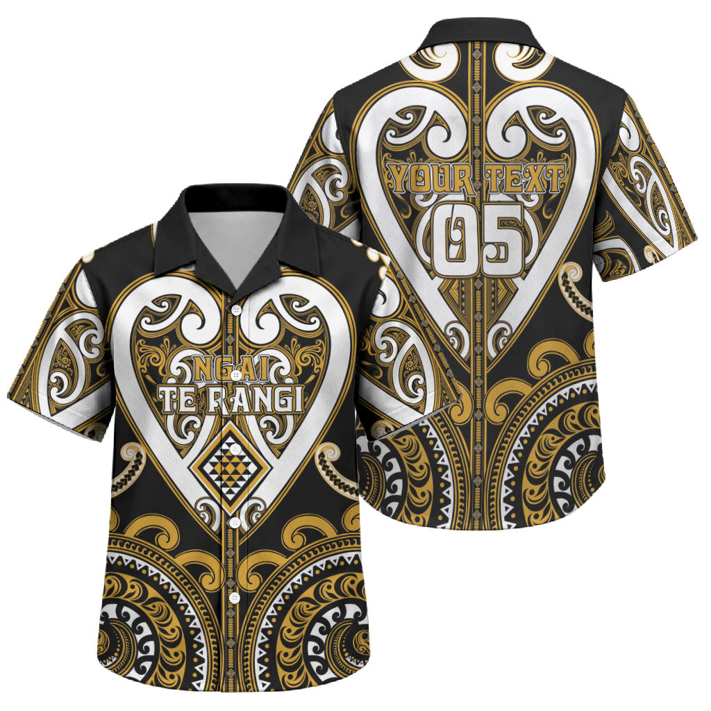 Custom Aotearoa Ngai Te Rangi Family Matching Mermaid Dress and Hawaiian Shirt Maori Tribal Pattern LT05 Son's Shirt Gold - Polynesian Pride