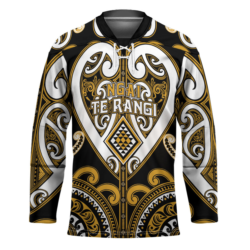Custom Aotearoa Ngai Te Rangi Hockey Jersey Maori Tribal Pattern LT05 Unisex Gold - Polynesian Pride