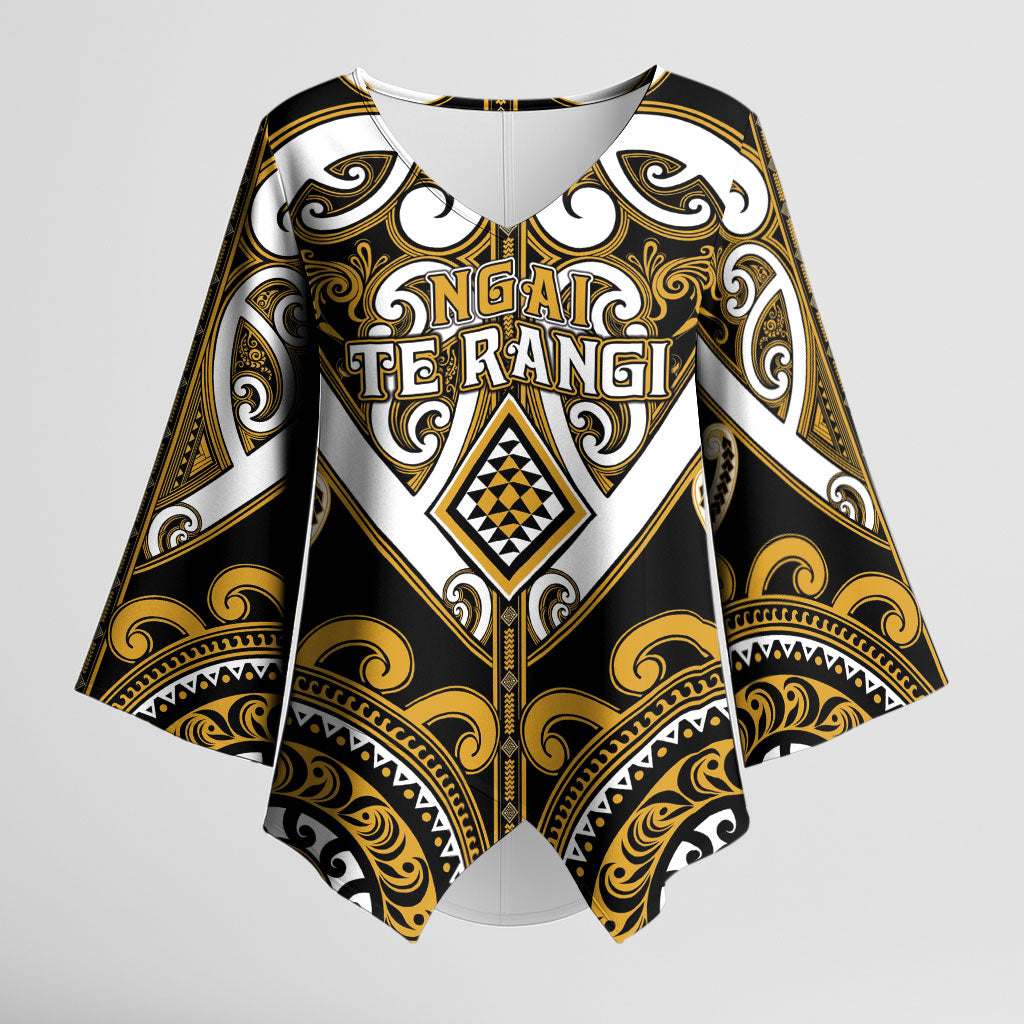 Custom Aotearoa Ngai Te Rangi Kimono Sleeve Blouse Maori Tribal Pattern LT05 Female Gold - Polynesian Pride