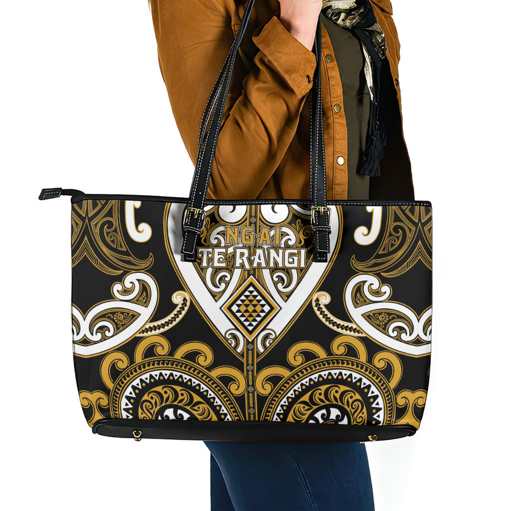Aotearoa Ngai Te Rangi Leather Tote Bag Maori Tribal Pattern LT05 - Polynesian Pride