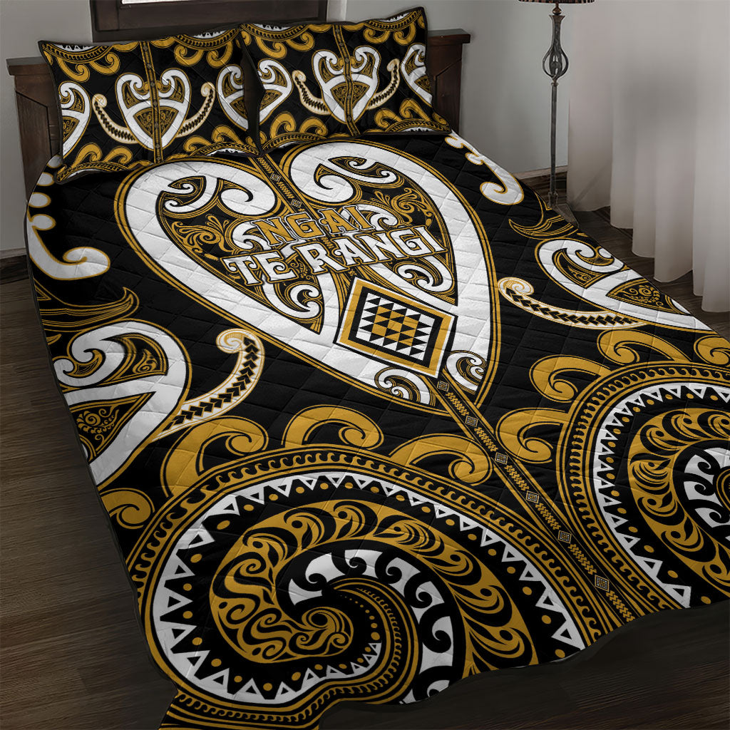 Aotearoa Ngai Te Rangi Quilt Bed Set Maori Tribal Pattern LT05 Gold - Polynesian Pride