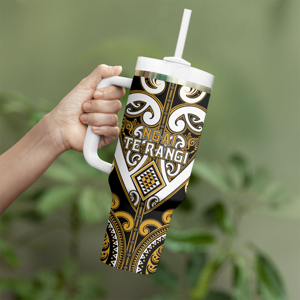 Custom Aotearoa Ngai Te Rangi Tumbler With Handle Maori Tribal Pattern LT05 - Polynesian Pride