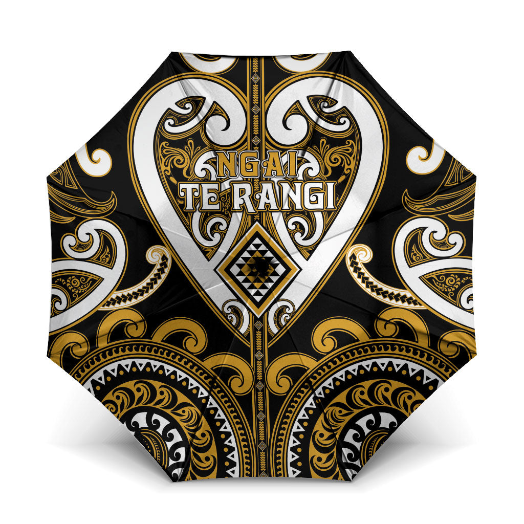 Aotearoa Ngai Te Rangi Umbrella Maori Tribal Pattern LT05 One Size Folded 11.42 inch Opened Diameter 37.4 inch Gold - Polynesian Pride
