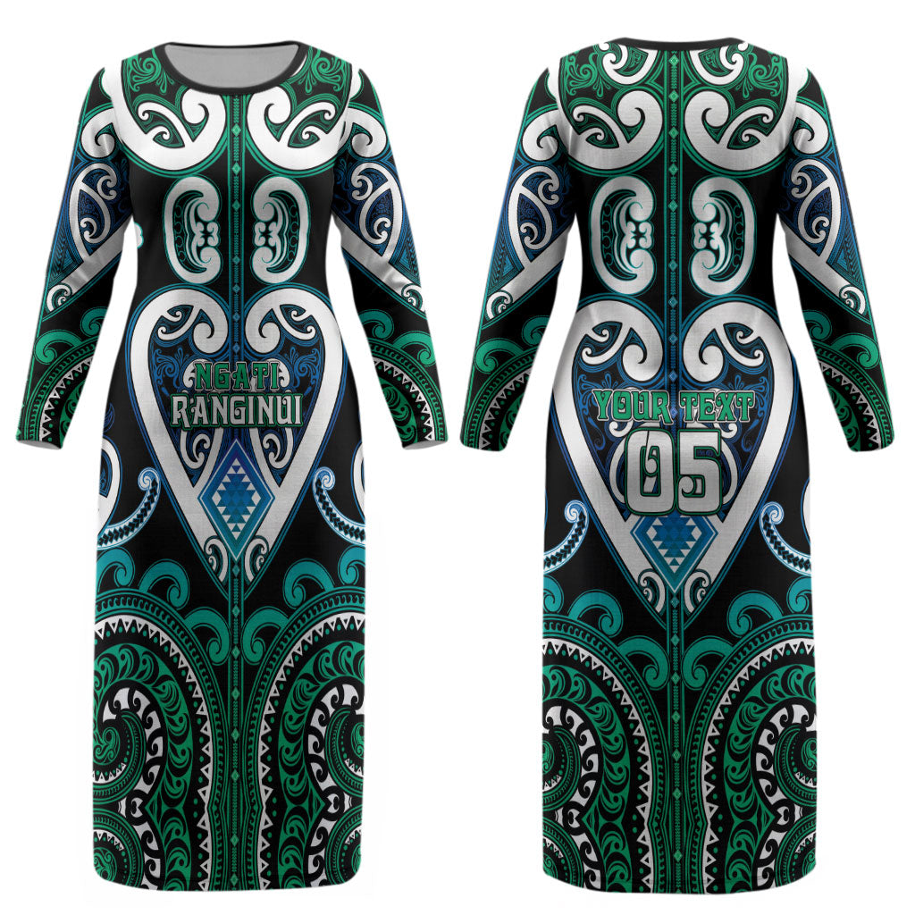Custom Aotearoa Ngati Ranginui Couples Matching Long Sleeve Bodycon Dress and Hawaiian Shirt Maori Tribal Pattern LT05 - Polynesian Pride