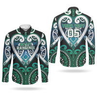 Custom Aotearoa Ngati Ranginui Couples Matching Off The Shoulder Long Sleeve Dress and Long Sleeve Button Shirt Maori Tribal Pattern LT05 - Polynesian Pride