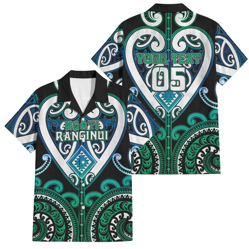 Custom Aotearoa Ngati Ranginui Family Matching Short Sleeve Bodycon Dress and Hawaiian Shirt Maori Tribal Pattern LT05 Dad's Shirt - Short Sleeve Cyan - Polynesian Pride