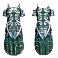 Custom Aotearoa Ngati Ranginui Family Matching Summer Maxi Dress and Hawaiian Shirt Maori Tribal Pattern LT05 Mom's Dress Cyan - Polynesian Pride