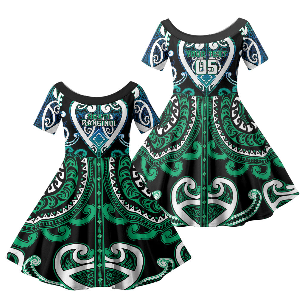 Custom Aotearoa Ngati Ranginui Family Matching Summer Maxi Dress and Hawaiian Shirt Maori Tribal Pattern LT05 Daughter's Dress Cyan - Polynesian Pride