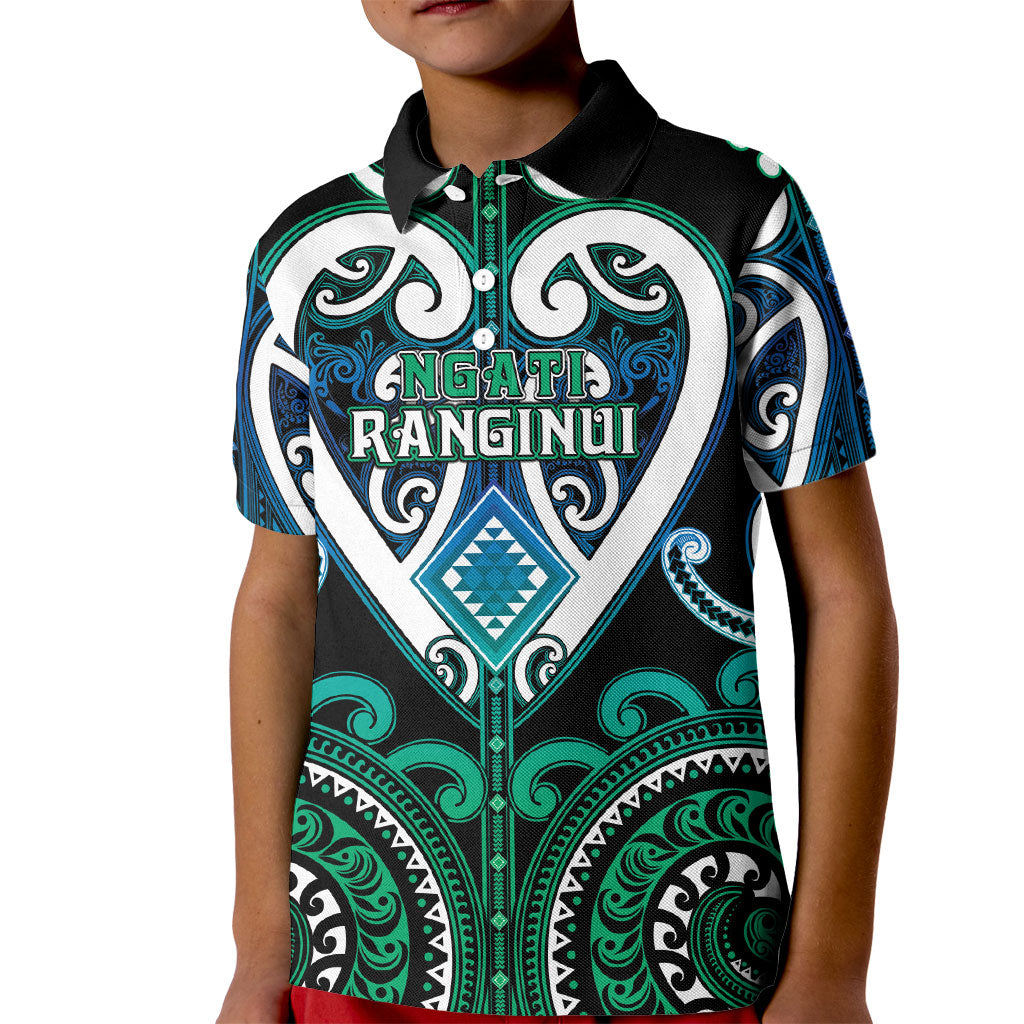 Custom Aotearoa Ngati Ranginui Kid Polo Shirt Maori Tribal Pattern LT05 Kid Cyan - Polynesian Pride