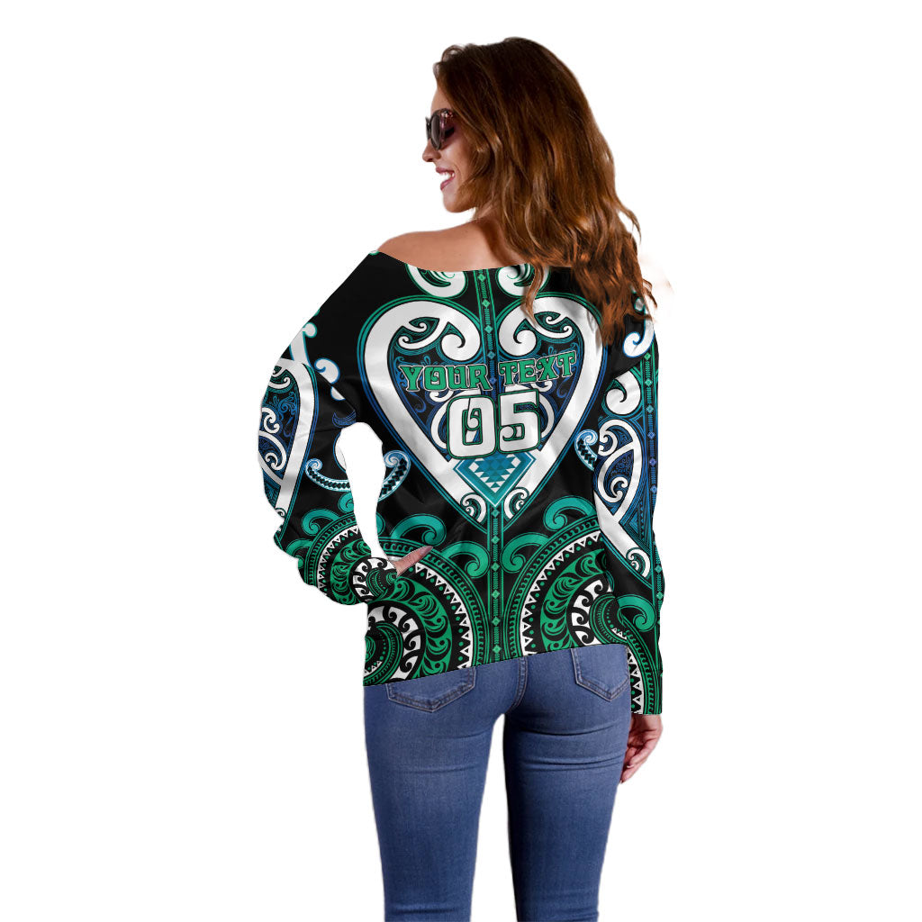 Custom Aotearoa Ngati Ranginui Off Shoulder Sweater Maori Tribal Pattern LT05 - Polynesian Pride
