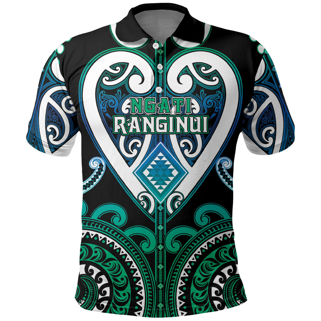 Custom Aotearoa Ngati Ranginui Polo Shirt Maori Tribal Pattern LT05 Cyan - Polynesian Pride