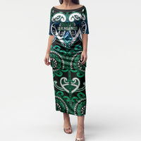 Custom Aotearoa Ngati Ranginui Puletasi Maori Tribal Pattern LT05 Long Dress Cyan - Polynesian Pride