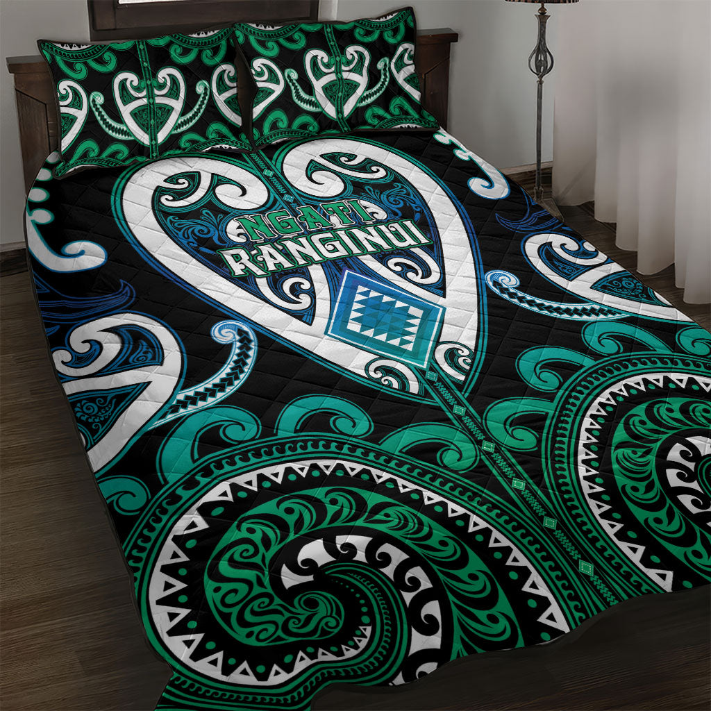 Aotearoa Ngati Ranginui Quilt Bed Set Maori Tribal Pattern LT05 Cyan - Polynesian Pride