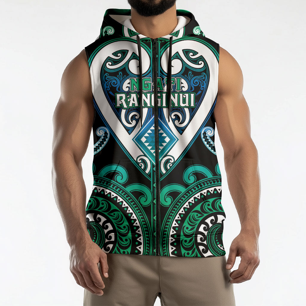 Custom Aotearoa Ngati Ranginui Sleeveless Zip Hoodie Maori Tribal Pattern LT05 - Polynesian Pride