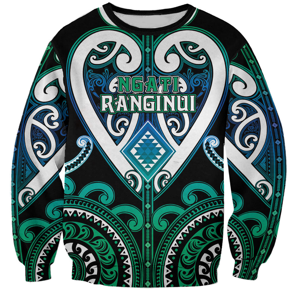 Custom Aotearoa Ngati Ranginui Sweatshirt Maori Tribal Pattern LT05 Unisex Cyan - Polynesian Pride