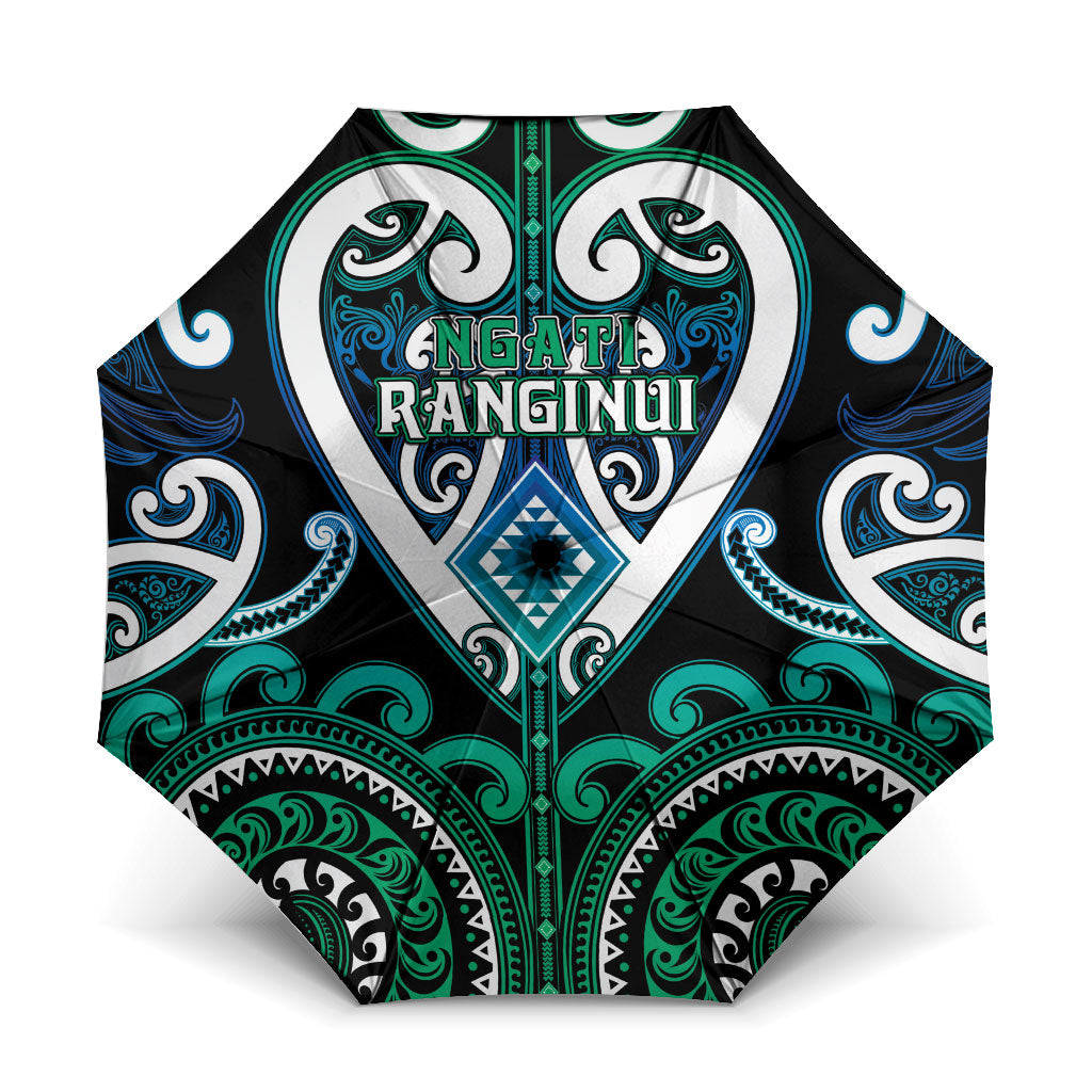 Aotearoa Ngati Ranginui Umbrella Maori Tribal Pattern LT05 One Size Folded 11.42 inch Opened Diameter 37.4 inch Cyan - Polynesian Pride