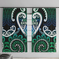 Aotearoa Ngati Ranginui Window Curtain Maori Tribal Pattern LT05 With Hooks Cyan - Polynesian Pride