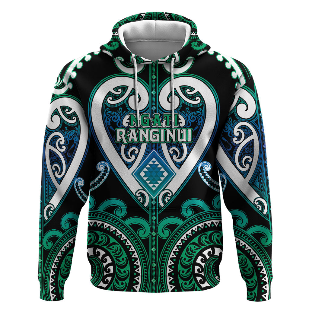 Custom Aotearoa Ngati Ranginui Zip Hoodie Maori Tribal Pattern LT05 Pullover Hoodie Cyan - Polynesian Pride