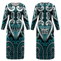 Custom Aotearoa Tapuika Couples Matching Long Sleeve Bodycon Dress and Hawaiian Shirt Maori Tribal Pattern LT05 - Polynesian Pride